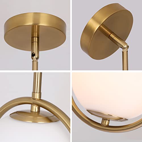 SeeU Modern Pendant Lighting Mid Century Globe Pendant Light Fixture Gold Pendant Chandelier Hanging Lighting Fixture with White Globe Glass Lampshade for Kitchen Island Dining Room Bedroom - color: Gold