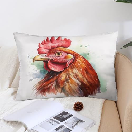Watercolor Chicken Pillows Cover 16 "x24 Farm Chicken Rooster Rectangle Pillow Covers Double-Sided Printing Design with Invisible Zipper Decorative Pillows for Sofa Bedroom Home Decorative - color: Pattern-3, size: 24" x 16" (Pack of 1)
