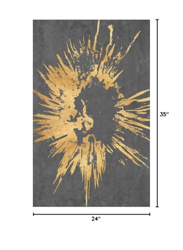 Modern Abstract Distressed Gold Grey Rug Contemporary Soft Washable Area Rug for Livingroom Bedroom Diningroom Large Carpet Faux Wool Indoor Outdoor Mat 2x3 - color: H, size: 2x3