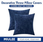 MIULEE Pack of 2 Couch Throw Pillow Covers 16x16 Inch Spring Soft Navy Chenille Pillow Covers for Sofa Living Room Solid Dyed Pillow Cases - color: Navy Blue, size: 16" x 16" (Pack of 2)