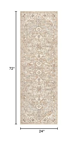 Pauwer Boho Hallway Runner Rug 2x6 Washable Entryway Area Rugs Non Slip Farmhouse Vintage Floor Mat Carpet Runner for Hallways Laundry Room Kitchen Bathroom Bedroom - color: Beige Brown, size: 2' x 6' (Runner)