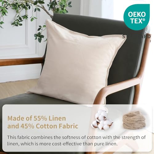 Simple&Opulence Linen Euro Shams Basic Style Solid Color 24x24 Inch Pack of 2 Flax Cotton Blend Decor Throw Pillow Covers Soft Breathable Farmhouse Pillow Shams - Linen/Beige - color: Linen/Beige, size: 24"×24"
