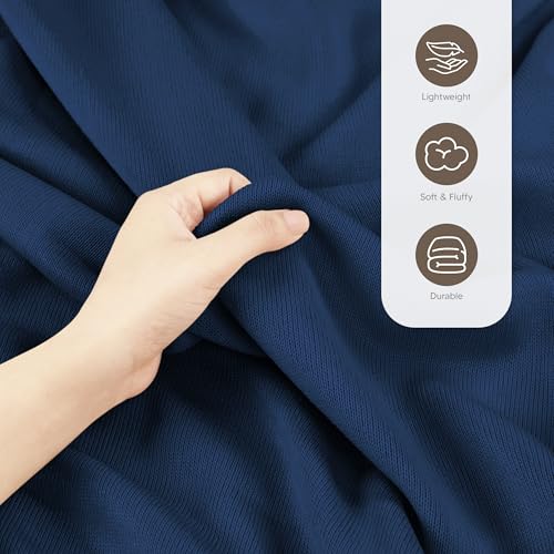Utopia Bedding Knit Blanket Queen Size (90x90 Inches, Navy) Soft Lightweight Jersey Breathable Sweatshirt Blanket for Bed,Couch & Sofa - color: Navy, size: Queen