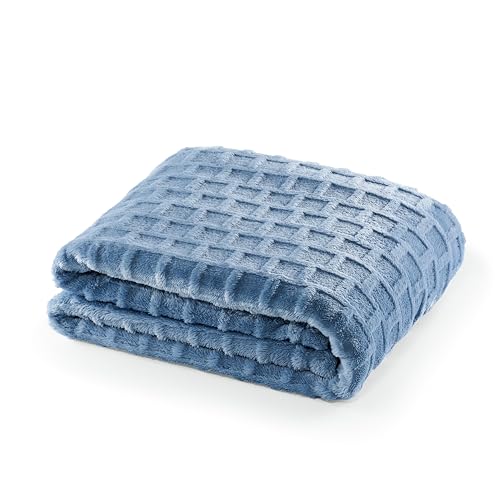 Velvet Plush Jacquard Tile Throw Blanket for Couch - Buttery Soft, Cozy Throw, for Women (Ashley Blue, 50" x 60") - color: Ashley Blue