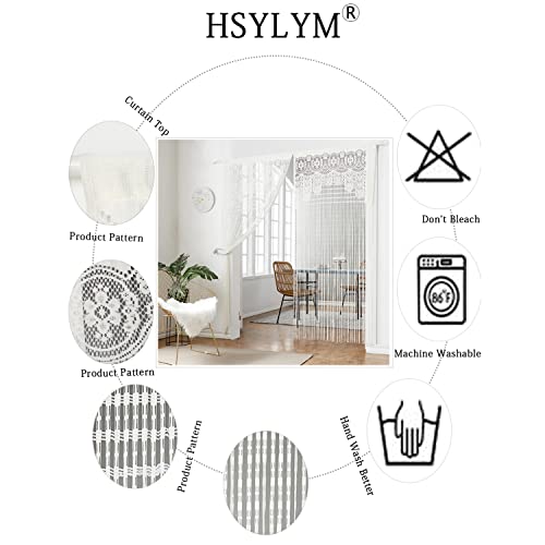 HSYLYM String Door Privacy Lace Curtain Macrame Boho Doorway Window Curtains for Wall Divider Windows Door Covers Decorative Room Separation (35×79in/90×200cm,White) - color: White, size: 35"W x 79"L (Pack of 1)