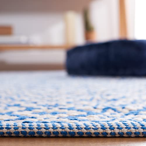 SAFAVIEH Montauk Collection Accent Rug - 2'3" x 3'9", Ivory & Blue, Handmade Geometric Cotton, Ideal for High Traffic Areas in Entryway, Living Room, Bedroom (MTK716C) - color: Ivory/Blue, size: 2'3" x 3'9" (Rectangular)