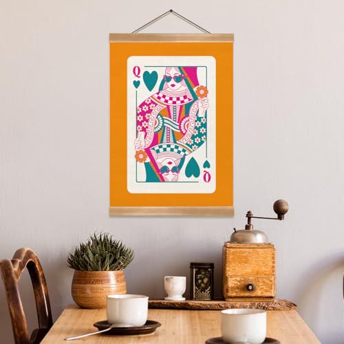 ZTGDA Funny Queen of Hearts Playing Card Wall Art,Modern Pop Art Linen Canvas Poster, 70sVintage Decor Poster,Bold Female Power Decor for Home or Dorm – Funky Artistic Wall Hanging (Playing card) - color: Playing card