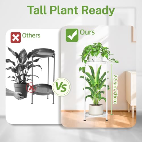 iDavosic.ly 2 Tier Corner Plant Stand Indoor, Tall Vertical Metal Flower Heavy Duty Pot Holder Shelf Outdoor for Patio Porch Living Room, White - Round - color: Pure White, size: 2 Tiers