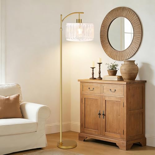 QIYIZM Glass Floor Lamp for Living Room,Bedroom,Gold Dimmable Standing Lamp with Remote,Brass White Tall Lamp Boho Mid Century Modern Floor Lamps Arc Floor Light Lamp Girls Kids Bohemian - size: 26-Floor Lamp