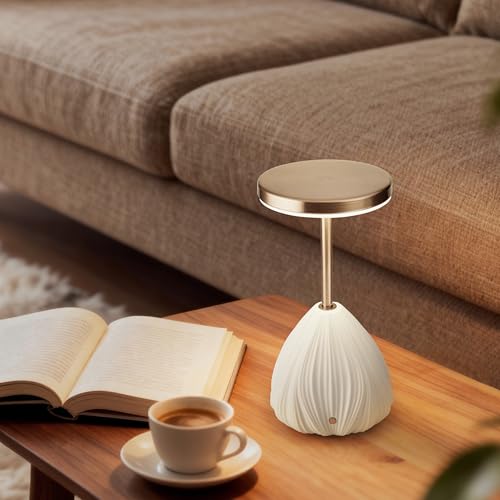 RONDURE 10.6" Ceramic Cordless Table Lamp, Portable Rechargeable Table lamp, Touch Dimmable Warm Ambient Lighting for Living Room, Bedroom, Dining Room, Fast Charging & Long Lasting - style: Lumina