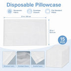 Sukh Disposable Pillow Case Covers Standard Size - White Pillow Cases Bulk Set 15 Pack, Pillow Covers Standard Size 31 x 20 Inch, Travel Pillow Case Cover for Hotels, Guest Rooms, Bedding Supplies