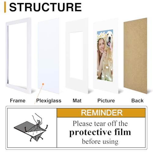 decorUhome 4x6 Picture Frame Set of 10, Display Photos 3.5x5 with Mat or 4x6 Unmatted for Picture Frames Collage Wall Decor, White - color: White, size: 4x6