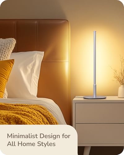 EDISHINE Upgraded LED Table Lamp, Stepless Dimmable Bedside Lamp with 3 Color Temperature, Modern Nightstand Lamp, Desk Lamp for Bedroom, Living Room, Corner, Gift, Metal Finish, Silver, 6W - color: Silver