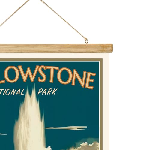 ABoby Vintage Yellowstone National Park Posters - Travel Posters Wall Art for Home, Office - Retro Style Wall Decor with Wood Frames - Ready to Hang - color: Yellowstone