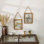 NIKKY HOME Dried Flowers Grass Wall Art Set of 2 Natural Plant Artwork with Clear Glass Display Frame and Jute Rope Gallery Wall Decor Living Room Decor