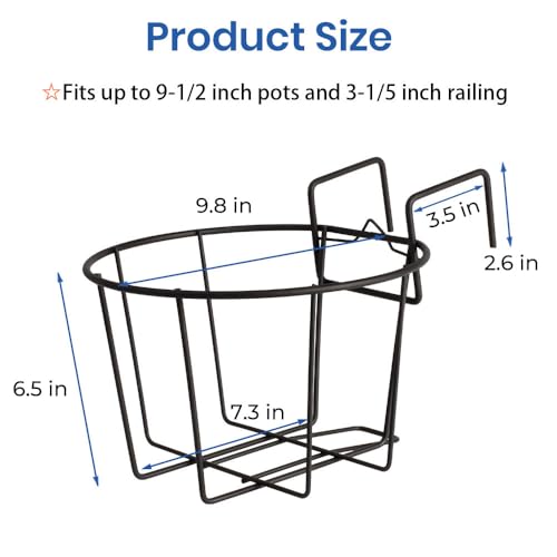 TreeLen 3Pack 10inch Railing Planter Outdoor Balcony Hanging Baskets for Plants Fence Planters Metal Potted Stand Indoor Porch Railing Planters Flower Pot Holder