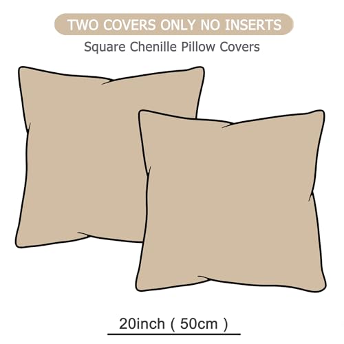 GAWAMAY Decorative Throw Pillow Covers 20x20 Inch Set of 2 for Living Room Couch Bed Sofa, Farmhouse Square Cushion Cover Soft Striped Corduroy Pillow Cases Boho Accent Home Decor (50x50cm) Beige - color: Beige, size: 20" x 20" (Pack of 2)