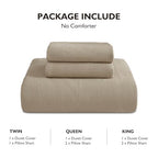 EMME Muslin Cotton Duvet Cover Set Khaki King Size Linen Like Soft Breathable Lightweight Summer Comforter Cover Set with Zipper Closure (Khaki, King, 104"x90") - color: 09 - Khaki, size: King(104"×90")
