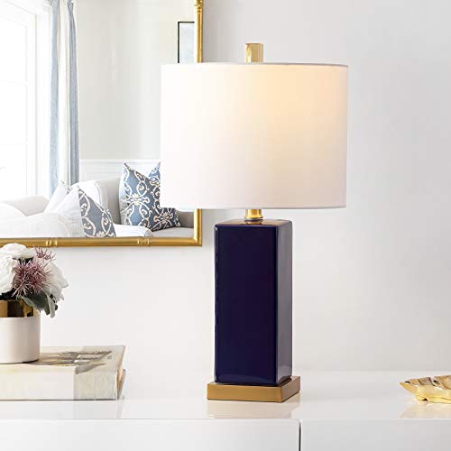 SAFAVIEH Lighting Collection Wendi Modern Navy Blue Ceramic 22-inch Bedroom Living Room Home Office Desk Nightstand Table Lamp (LED Bulb Included)