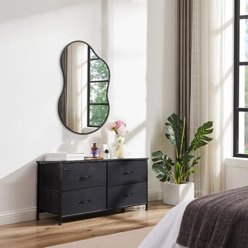 Irregular Wall Mirror, Wall Mirrors Decorative 26"x16" Black Asymmetrical Mirror Aviation Aluminum Alloy Frame for Bathroom, Living Room, Bedroom, Entryway - color: Black-irregular 8(26"x16")