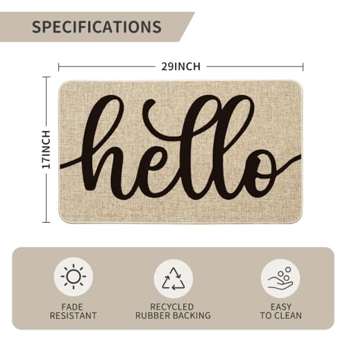 Artoid Mode Beige Hello Summer Doormat, Spring Home Decor Low-Profile Switch Rug Door Mat Floor Mat for Indoor Outdoor 17x29 Inch - color: Beige, size: 17" x 29"