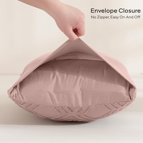 JELLYMONI Pillowcases King Size Smokey Pink 2 Pack Boho Plaid Bed Pillow Covers 20x36in Polyester Envelope Pillow Shams Tufted Bohemian Textured (Pillows are not Included) - color: 06 - Smokey Pink - Grid, size: 36" x 20" (Pack of 2)
