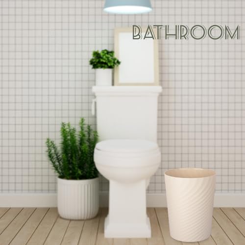 UUJOLY Plastic Small Trash Can Wastebasket, Garbage Container Basket for Bathrooms, Laundry Room, Kitchens, Offices, Kids Rooms, Dorms, (Beige, 1.8 Gallon) - color: Beige, size: 1.8 Gallon/1 Pack