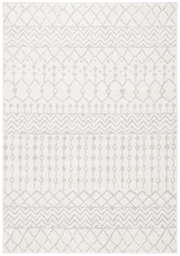 SAFAVIEH Tulum Collection Accent Rug - 2' x 3', Ivory & Light Grey, Moroccan Boho Distressed Design, Non-Shedding & Easy to Clean, Ideal for Front Door, Kitchen, Entryway, Foyer (TUL270D) - color: Ivory/Light Grey, size: 2' x 3' (Rectangular)