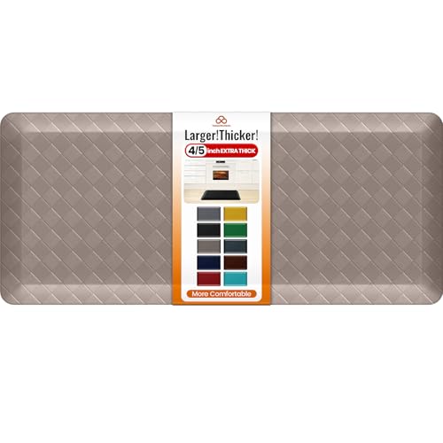 4/5 Inch Extra Thick Kitchen Mats for Floor,Non Slip Anti Fatigue Kitchen Rugs,Waterproof Stain Resistant Sink Mat,Cushioned Standing and Comfort Mats for Office (17"x39" Khaki) - color: Khaki, size: 39"L x 17"W x 0.8"Th