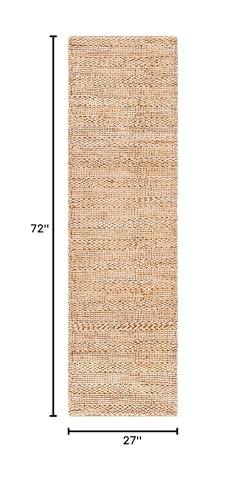 SAFAVIEH Natural Fiber Collection Runner Rug - 2'3" x 6', Natural, Handmade Jute, Braided Woven Design, Ideal for Living Room, Bedroom (NF212A) - color: Natural, size: 2'3" x 6' (Runner)
