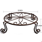 2 Pack 12" Plant Stands, Heavy Duty Rustproof Metal Plant Holders for Indoor and Outdoor Use, Wrought Iron Round Flower Stands for Patio, Balcony, and Garden (Bronze)