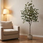 Warmplants Artificial Eucalyptus Tree, 6ft Tall Fake Eucalyptus Plant with Basket, Green Silver Dollars Silk Leaves Faux Tree for Home Office Livingroom Floor Decor Indoor - size: 6ft