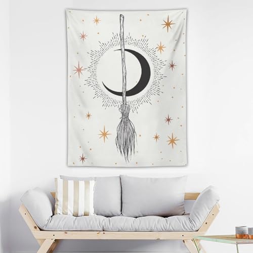DDCBNS Moon Tapestry,Witchy Starry Night Tapestry Bohemian Style White Tapestry Wall Hanging Home Décor for Girls Bedroom Living Room Dorm Wall Décor W30 x 40" H - color: Bohemian Style_02, size: 40"L x 30"W