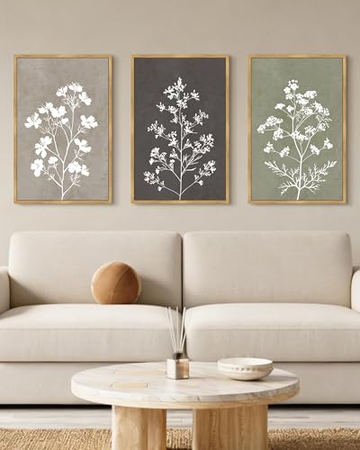 Drsoum Flower Framed Wall Art Vintage Floral Minimalist Wall Hanging Decor Farmhouse Colorful Botanical Prints Artwork for Bedroom Living Room Hallway 16x24in Natural Framed - color: Retro Flower, size: 16x24in, Natural Framed