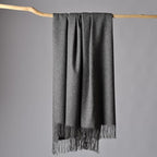 CUDDLE DREAMS Premium Cashmere Throw Blanket with Fringe, Luxuriously Soft (Gray) - color: Gray
