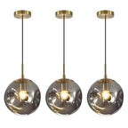 Modern Smoke Gray Concave Glass Pendant Light, 3-Pack Kitchen Island Lighting Single Globe Pendant Light Fixtures Century Kitchen Island Pendant Light for Bedroom Dining Room Light (Without Bulbs) - color: AX-Smoky Gray-1 Light-3PC