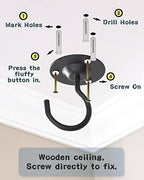 NACETURE Ceiling Hooks for Hanging Plants 3 Pack - Plant Hanger Indoor Hanging Hooks Metal Plant Bracket Iron Lanterns Hangers for Wind Chimes (Black 3 Pack + Chain) - color: Black 3 Pack + Chain