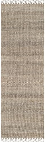 SAFAVIEH Natural Fiber Collection Runner Rug - 2'6" x 6', Grey, Handmade Boho Fringe Woven Jute, Ideal for High Traffic Areas in Living Room, Bedroom (NF368C) - color: Grey, size: 2'6" x 6' (Runner)
