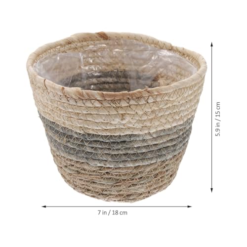 Operitacx 2 Pack Seagrass Plant Basket, Woven Planter Covers with Handles for Indoor Plant Pots and Home Decor 7X6in