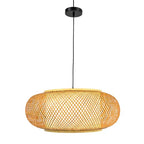 Rattan Pendant Lights, 24inch Handmade Bamboo Wicker Rattan Pendant Light Fixture Asian Retro Hanging Lamp Ceiling Lamp, Height Adjustable for Kitchen Island, Dining Room, Living Room, Bedroom
