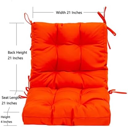 QILLOWAY Outdoor Seat/Back Chair Cushion Tufted Pillow, Spring/Summer Seasonal Replacement Cushions - Pack of 4 (Orange)