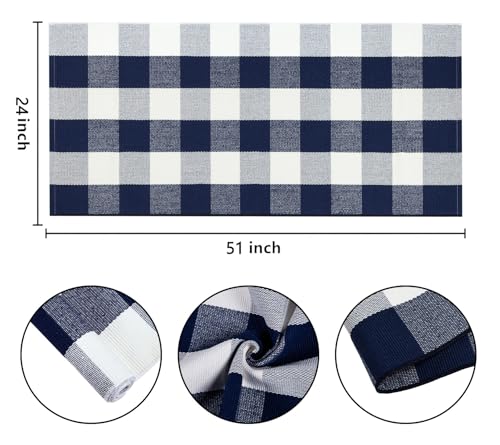 Blue and White Outdoor Rug 24''x 51''4th of July Door Mat Front Porch Rug Independence Day Welcome Doormats Washable Farmhouse Door Mats Outdoor for,Entryway,Bedroom,Patio - color: Blue Buffalo, size: 24''x 51''