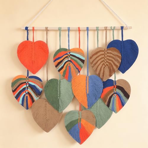 GYHPD Large Handmade Macrame Wall Hanging, Boho Wall Decor, Boho Woven Tassel Wall Art, Rustic Bohemian Home Decor for Living Room Bedroom, Aesthetic Housewarming Gift for Mom (Leaf) - color: Leaf