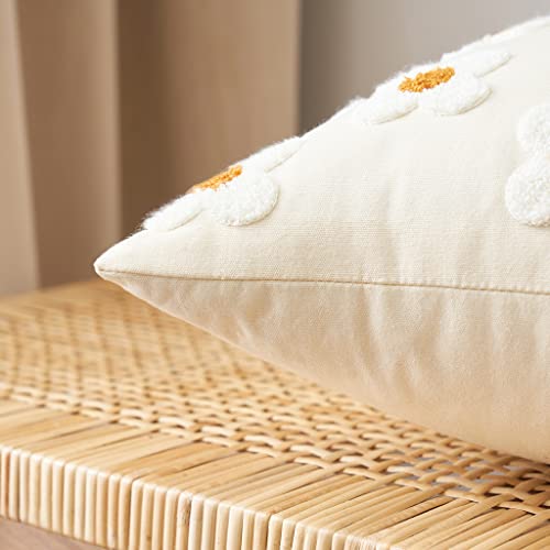 EMEMA Decorative Throw Pillow Covers Sun Flower Jacquard Pillowcase Cushion Case Rectangle for Couch Sofa Bed Living Room Bedroom Set of 2, 12x20 Inch, Beige - color: A-beige, size: 20" x 12" (Pack of 2)