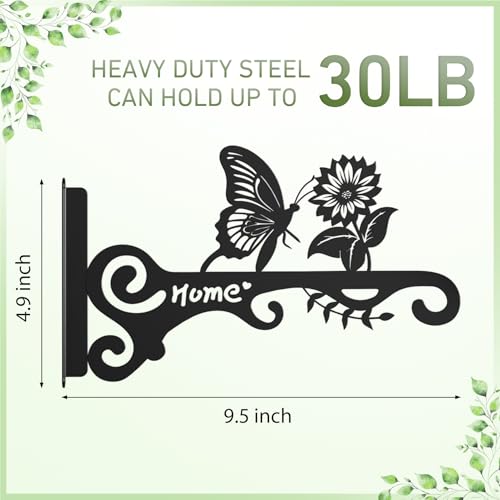 Metal Plant Hooks (2-Pack) - Decorative Wall Hangers with Butterfly Design for Indoor & Outdoor Use - Hanging Brackets for Plants, Flower Baskets, Bird Feeders, Lanterns - Patio, Garden, Home Decor - style: 2 Pcak Butterfly