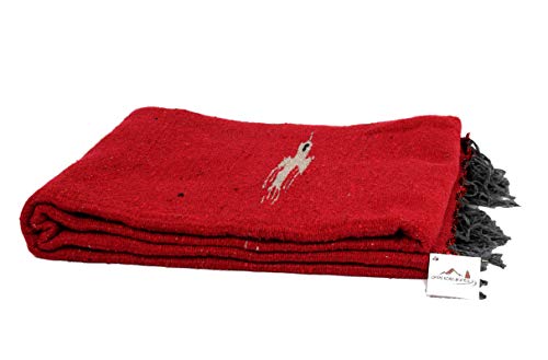 Open Road Goods Mexican Thunderbird Yoga Blanket, Handwoven Throw for Yoga, Meditation, and Home Décor – Versatile Blanket for Beach, Picnic, Camping, or Outdoor Use - color: Red