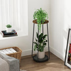 YINMIT Plant Stand Indoor, 2 Tier Wood Plant Stand, 30" Tall Vertical Flower Pot Stand, Round Corner Plant Shelf, Planter Pot Holder for Balcony Garden Patio Living Room - size: 30 In