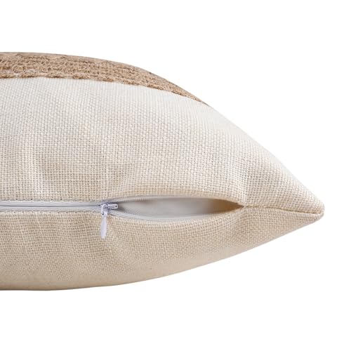 Pyonic Pack of 2 Boho Throw Pillow Covers 18x18 Inch Farmhouse Decorative Throw Pillows for Bed Sofa Living Room,Beige Modern Cushion Cover Couch Pillows Cover Home Decor - color: Beige