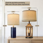 G-SAFAVA 20.25" Small Table Lamps Set of 2 Modern Ceramic Lamps for Living Room Farmhouse Bedside Lamps Boho for Night Stands Bedroom Lamps Side Table Lamps End Table Lamps, Blue - color: Blue