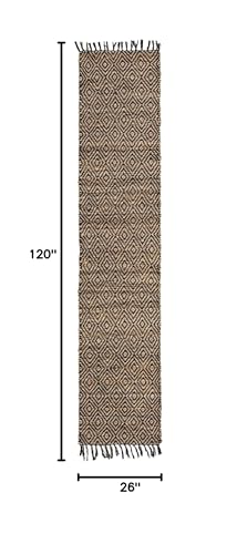 Unique Loom Braided Jute Collection Area Rug - Assam (2' 2" x 10' Runner, Black/ Natural) - color: Black/Natural, size: 2'2" x 10' (Runner)